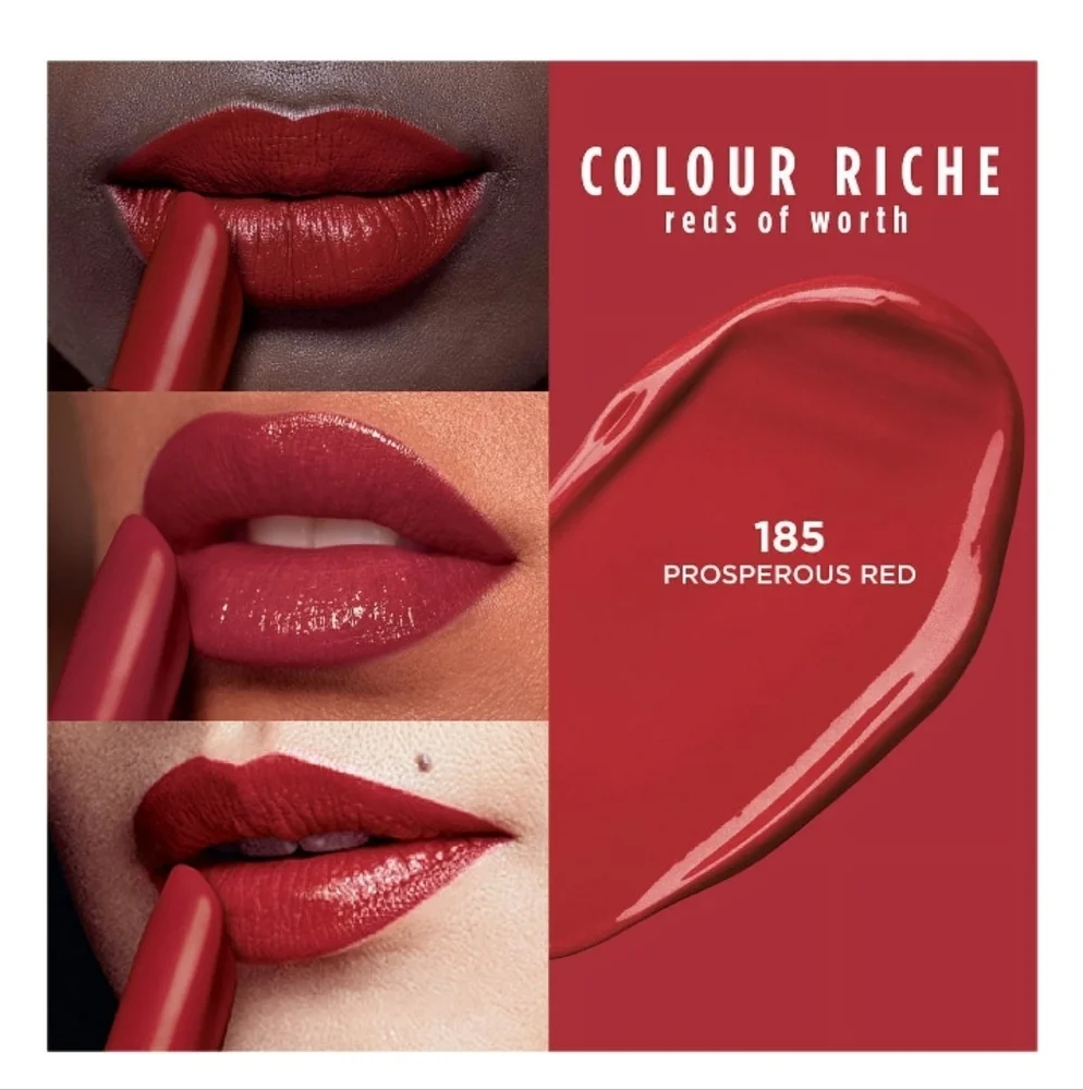 5 x L'Oreal Paris Colour Riche Reds of Satin Lipstick, 185 Prosperous Red